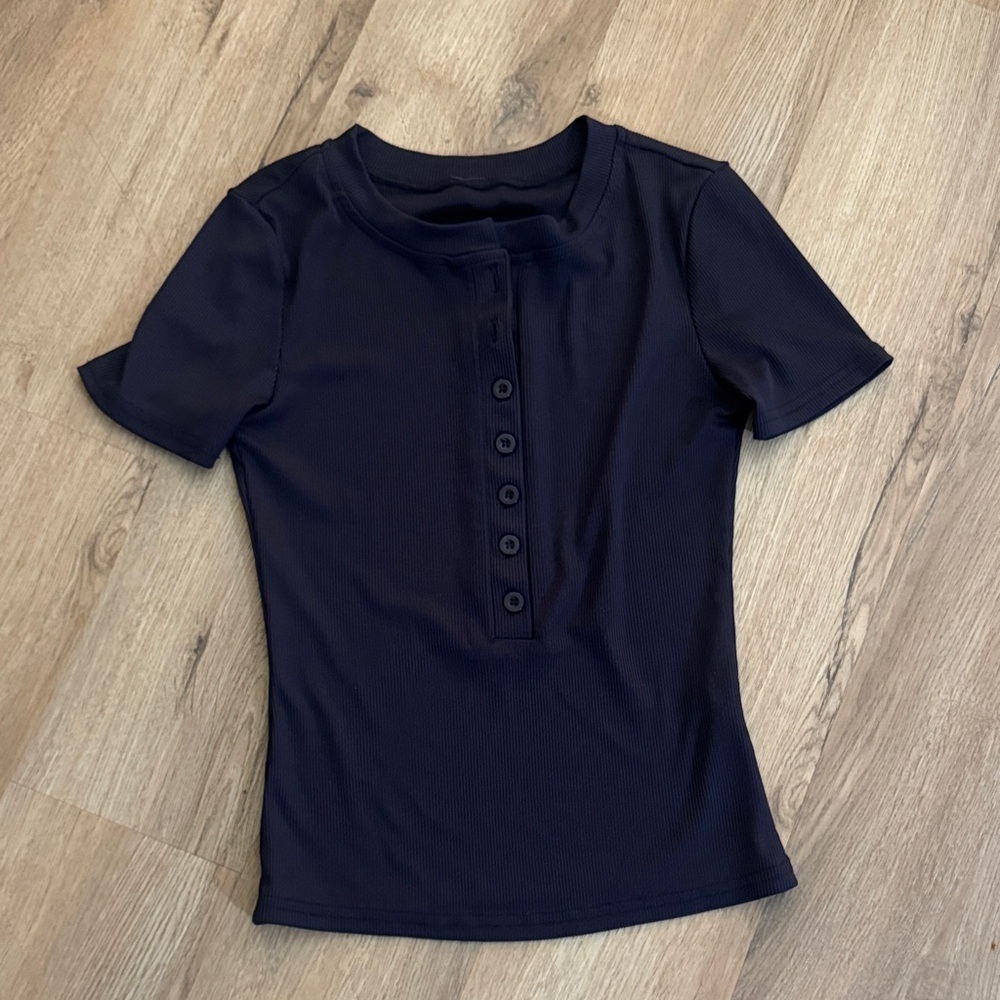 SHEIN Dark Blue Button-Up Women's Blouse